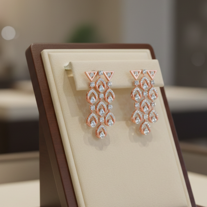 Elegant Twinkle Diamond Dangle Earrings - 3