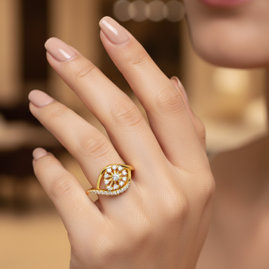 Luxe Velvet Bloom Diamond Ring - 3