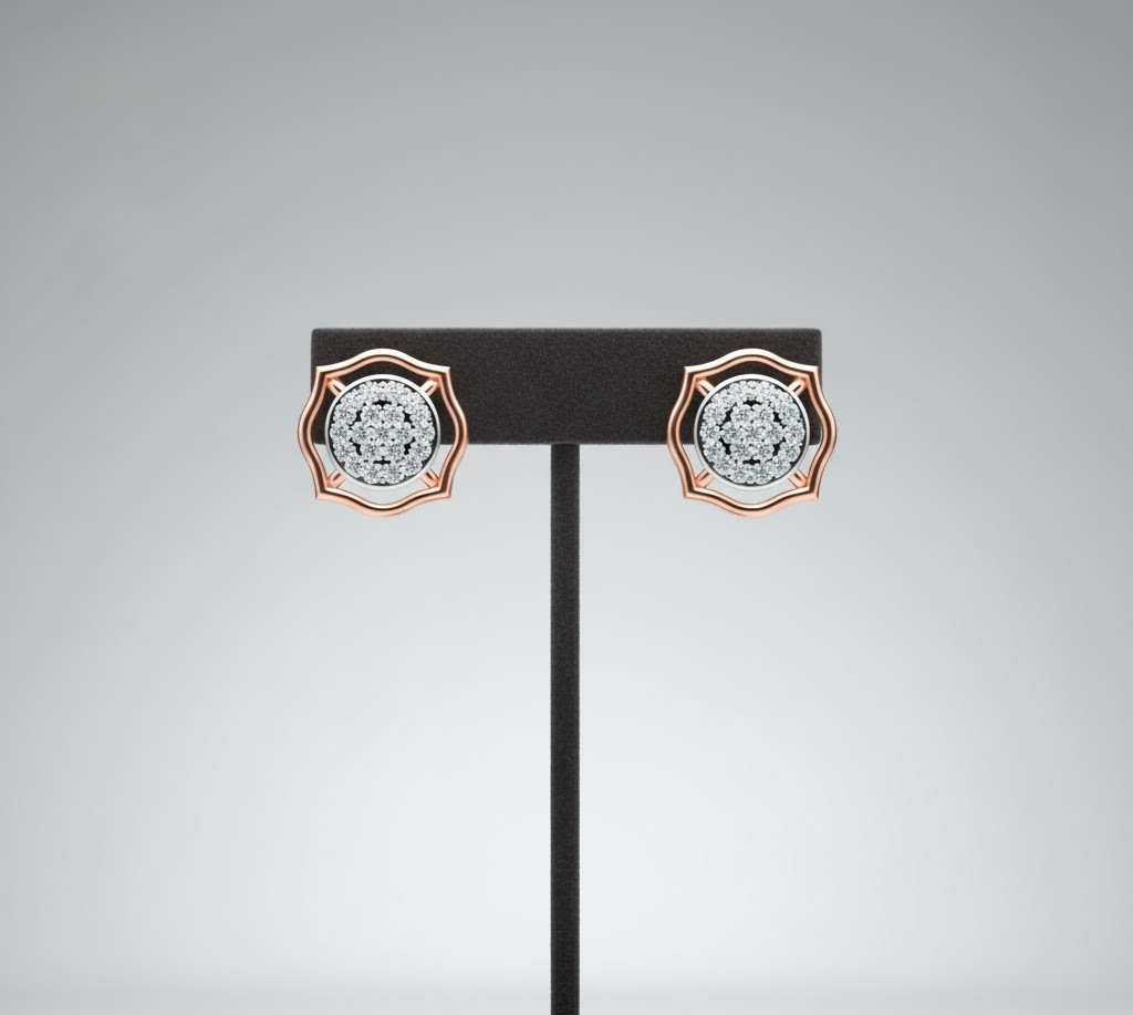 Luxury Sparkline Diamond Stud Earrings - 3