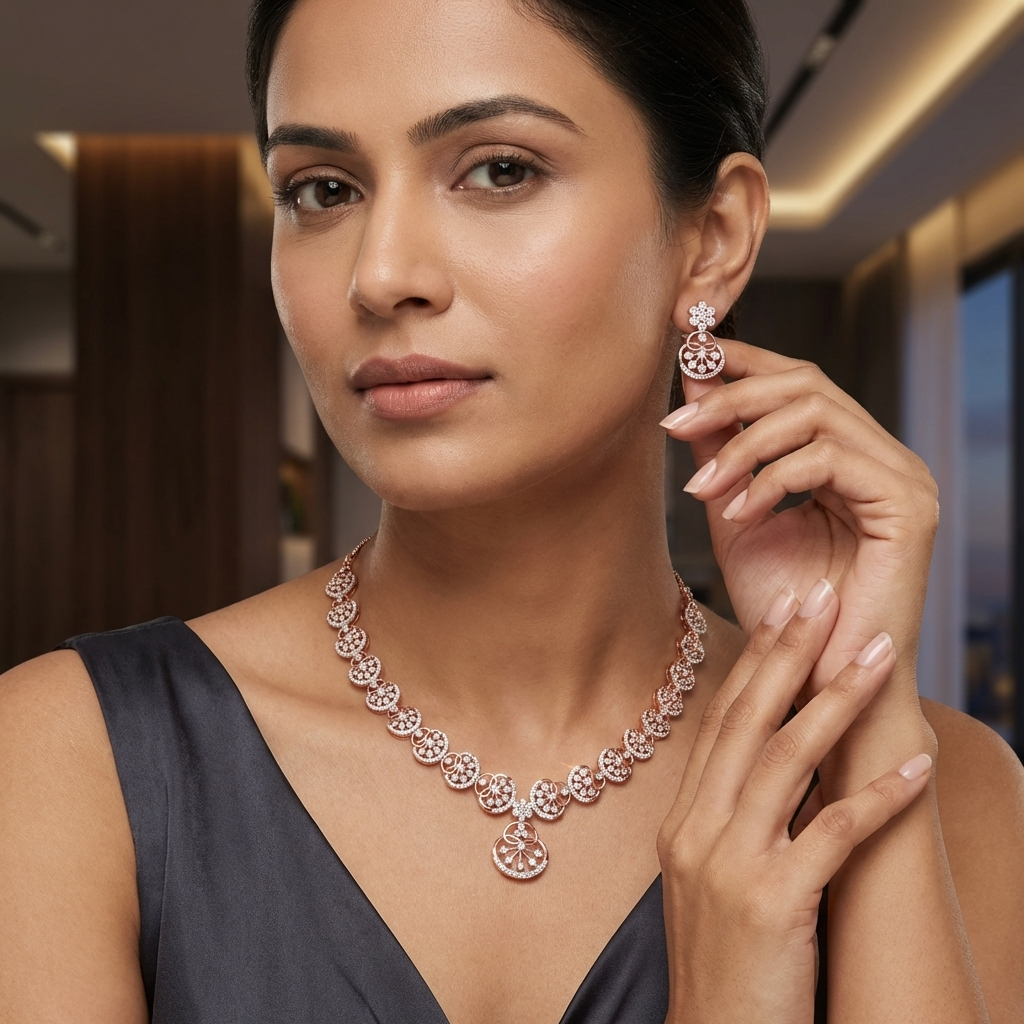 Sparkling Diamond Radiance Necklace Set