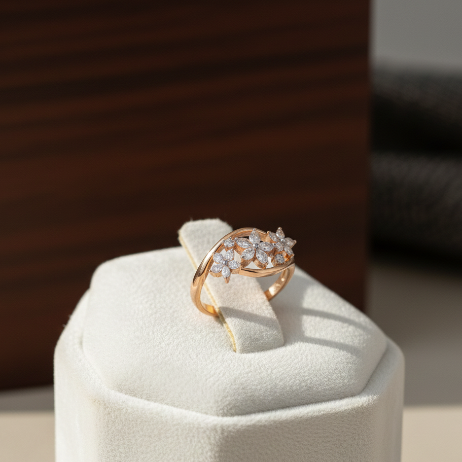 Diamond Halo Petal Ring