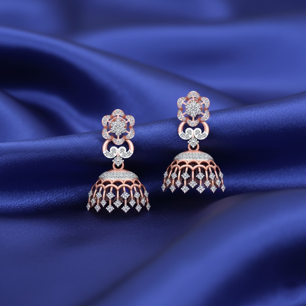 Brilliant Finish Diamond Jhumkis