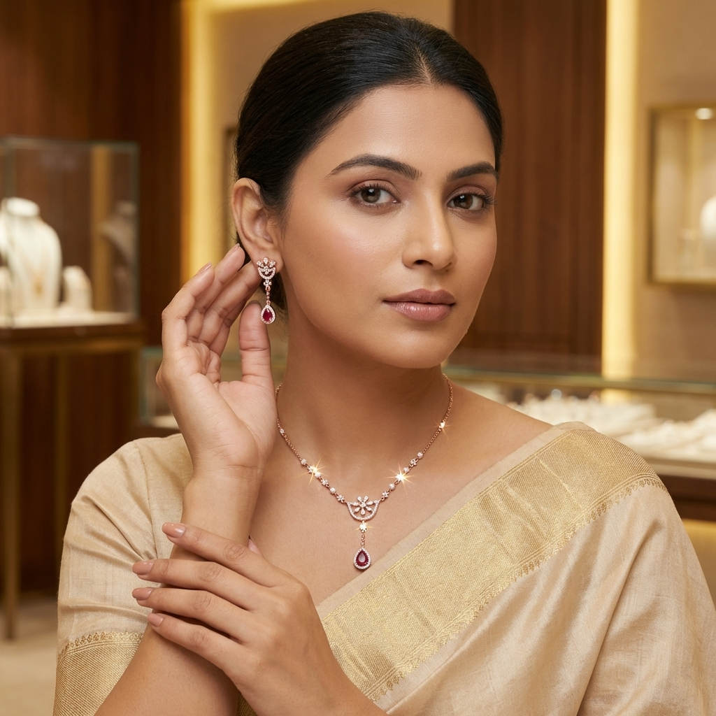 Grand Diamond Charm Necklace Set - 3