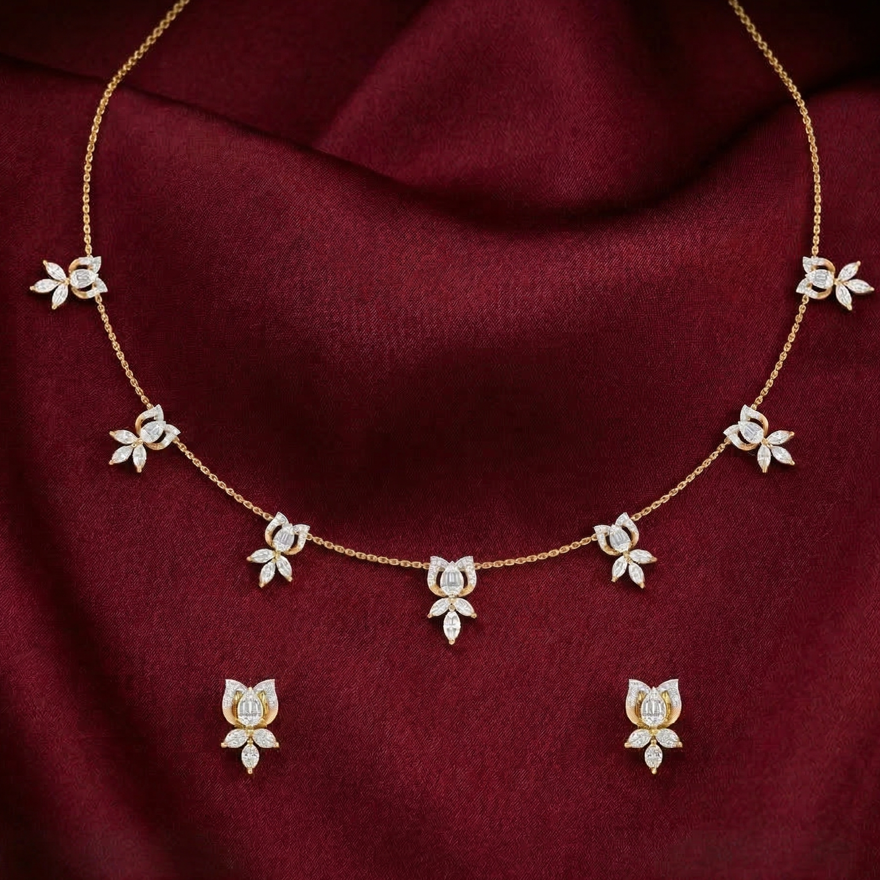 Elegant Diamond Shine Necklace Set