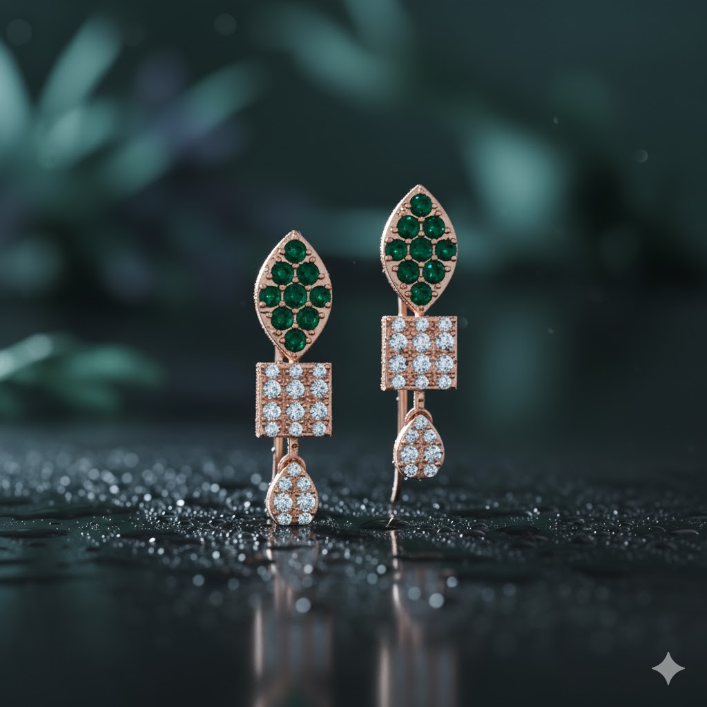 Fine Cut Diamond Dangler Earrings