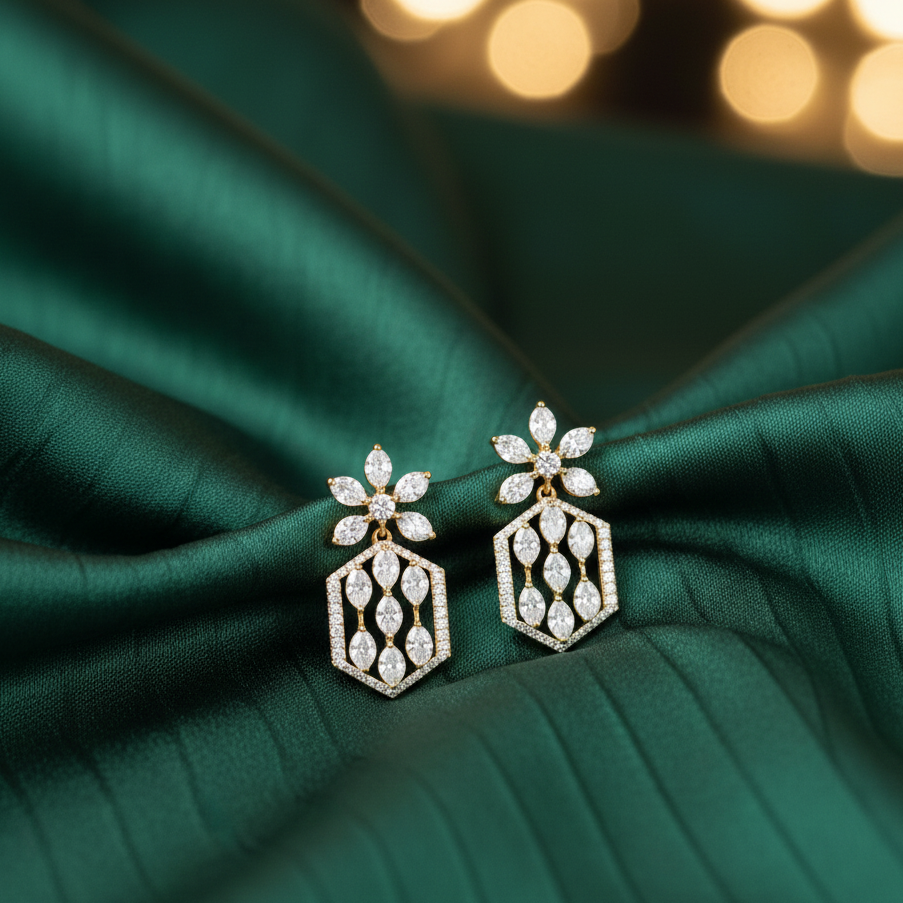 High Polish Diamond Stud Earrings