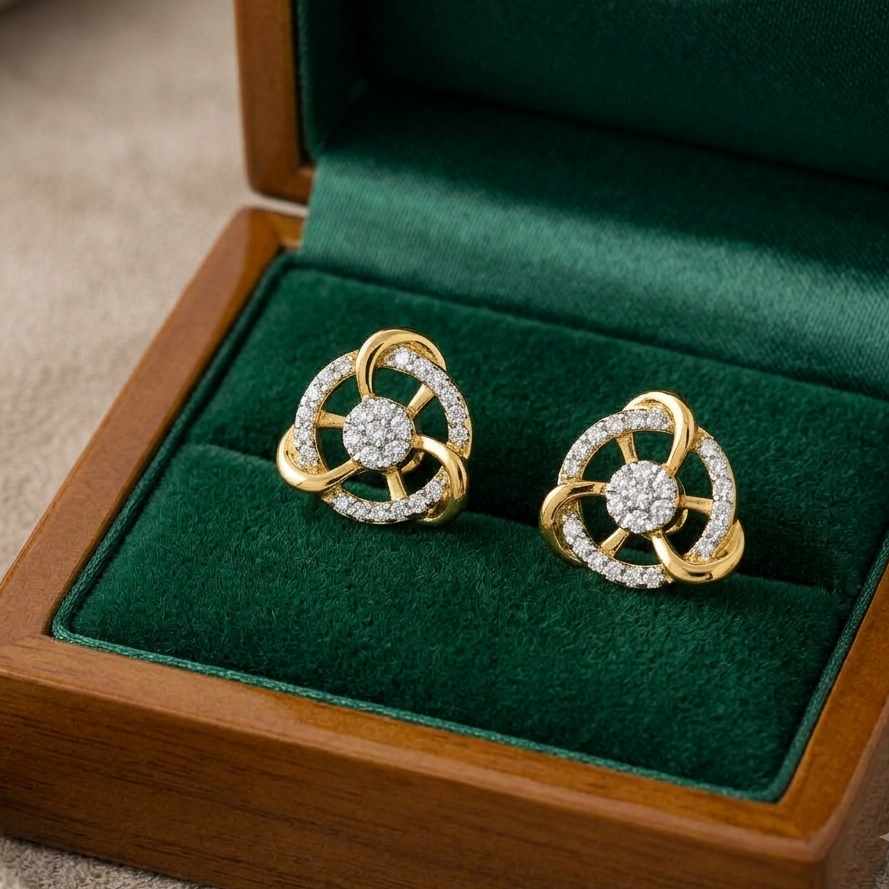 Glamorous Double-Row Diamond Earrings