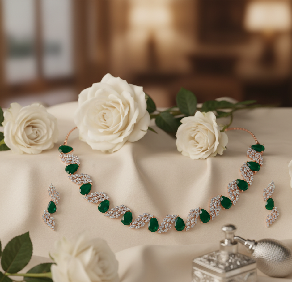 Opal Diamond Necklace with Designer Earrings