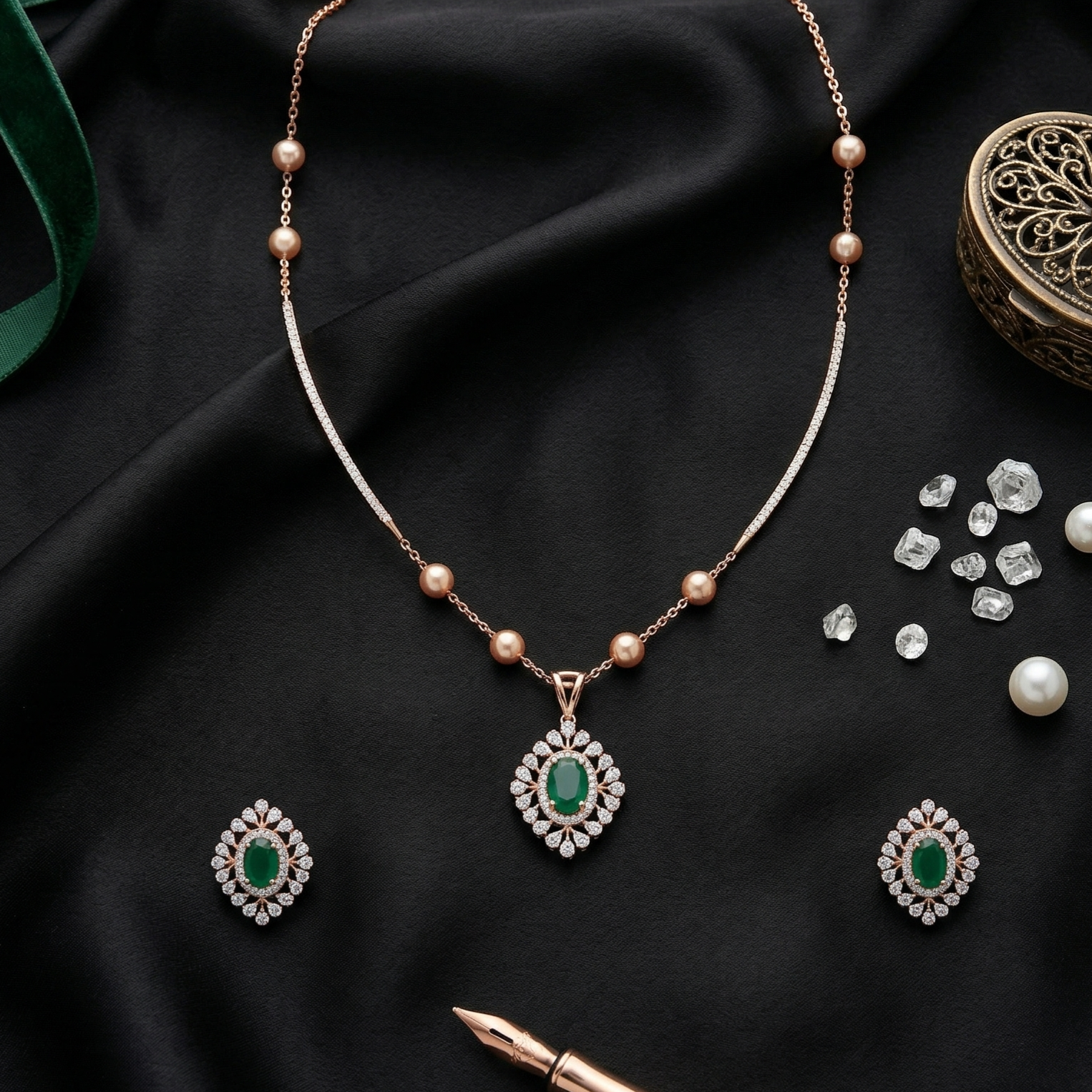 Opulent Charm Diamond Pendant Set