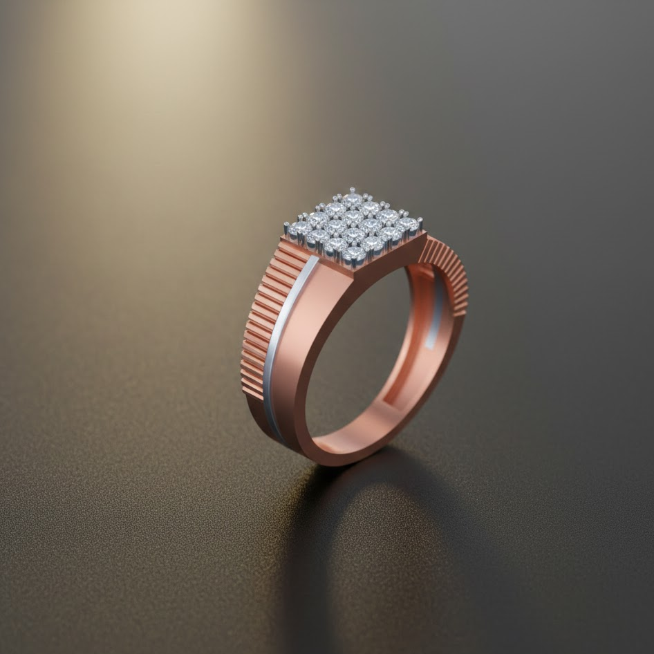 Elegant Classic Diamond Gents Ring - 3