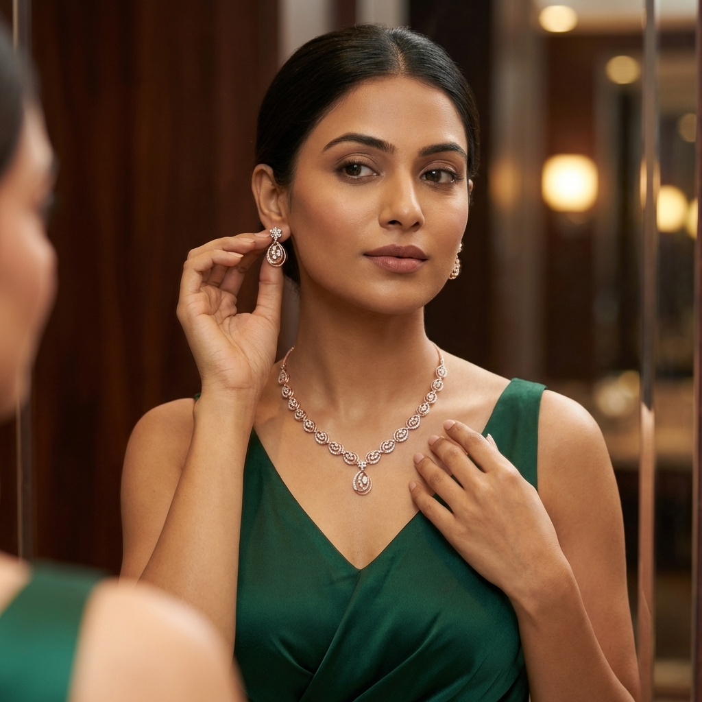 Classic Diamond Spark Necklace Set - 4