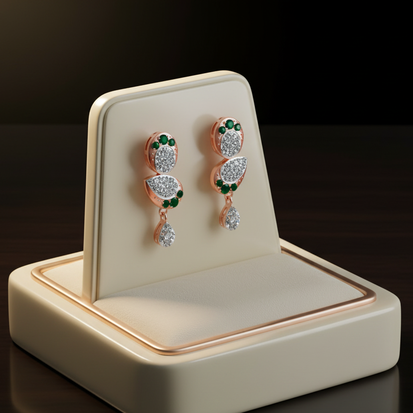 Pure Ribbon Dangler Diamond Earrings - 3
