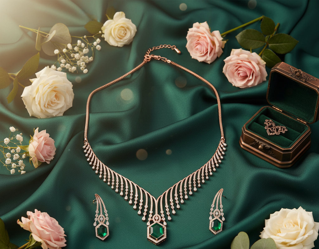 Modern Glow Diamond Necklace for Festive Wear