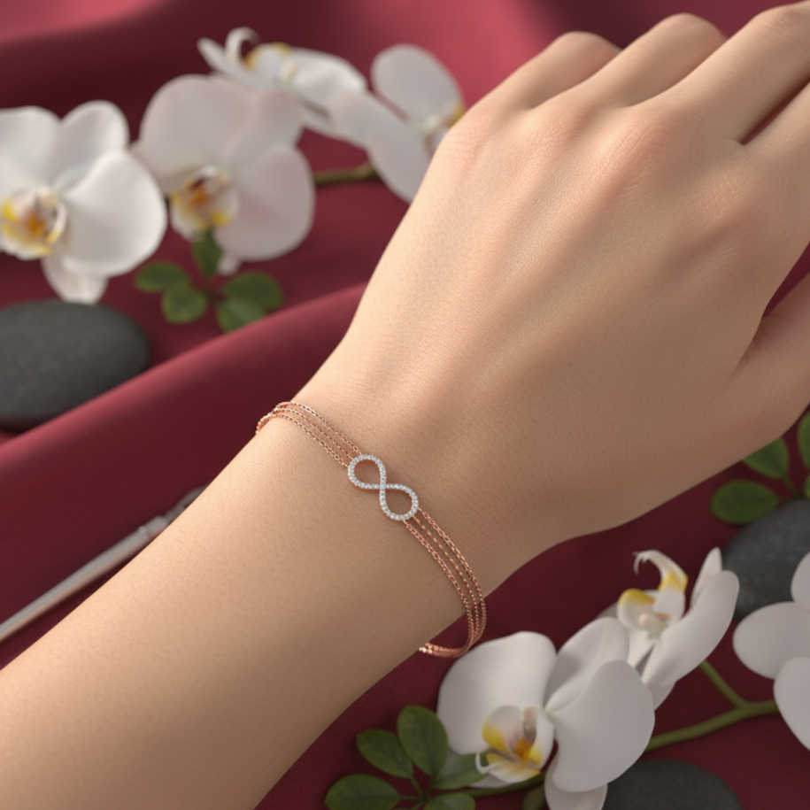 Infinity Curve Diamond Chain Bracelet - 3