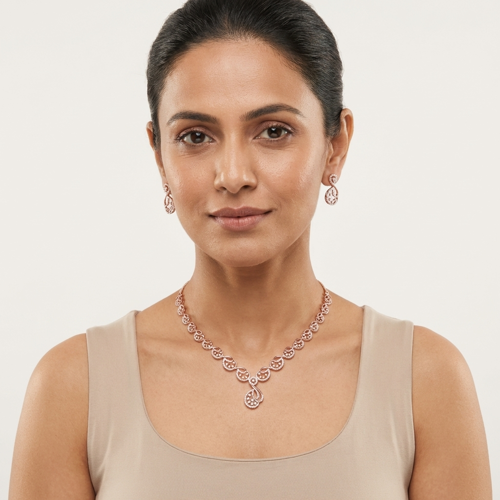 Shimmering Diamond Elegance Necklace Set - 3