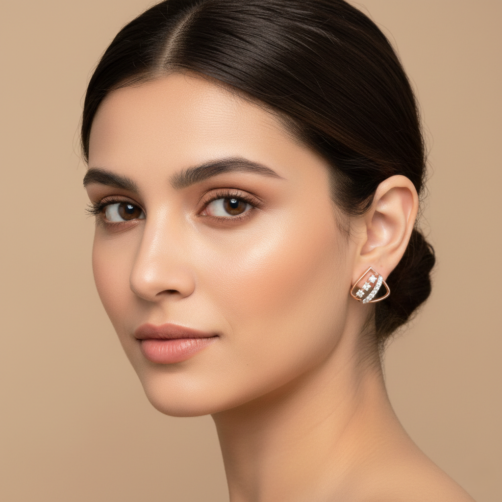 Sleek Radiance Diamond Stud Earrings