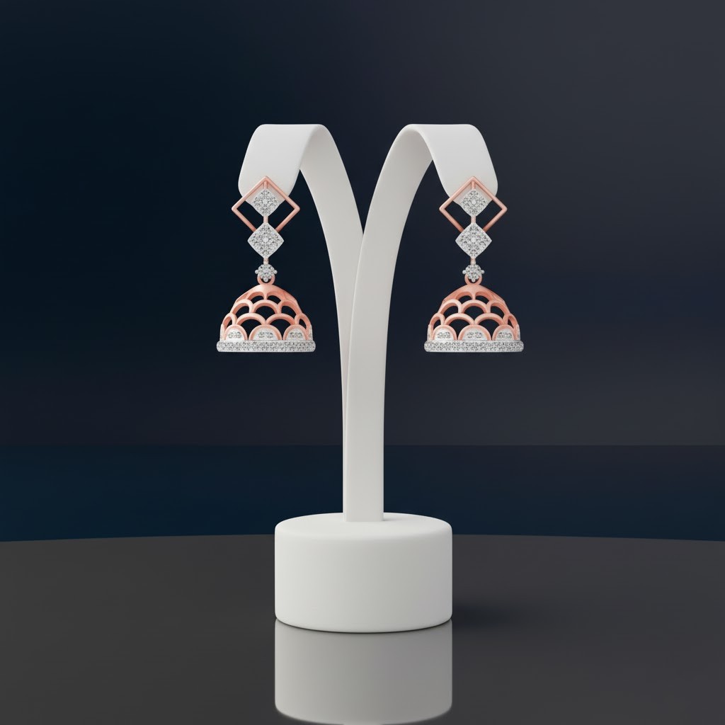 Graceful Diamond Jhumki Earrings