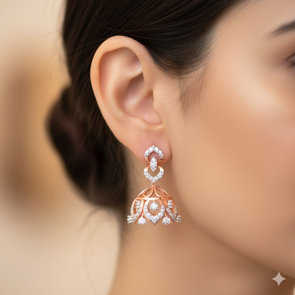 Fine Crafted Diamond Jhumki Earrings