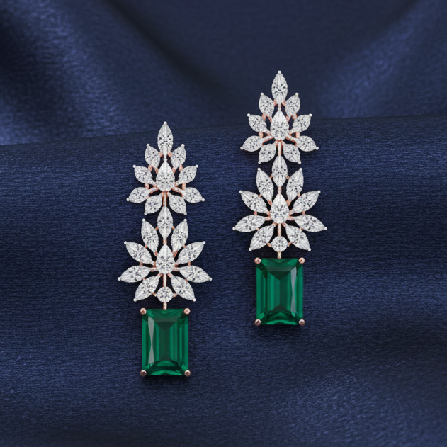 Elegant Evening Diamond Dangler Earrings