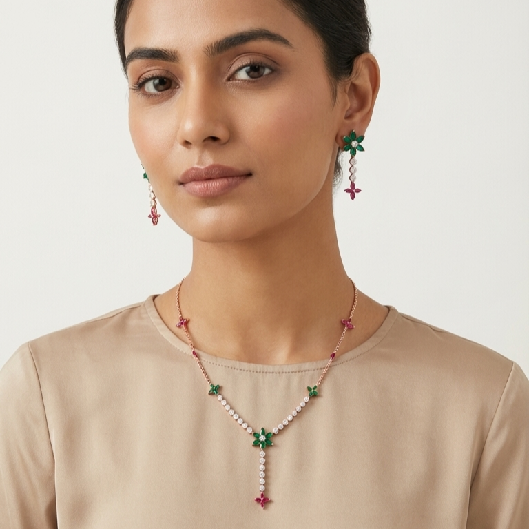 Regal Diamond Grace Necklace Set - 4