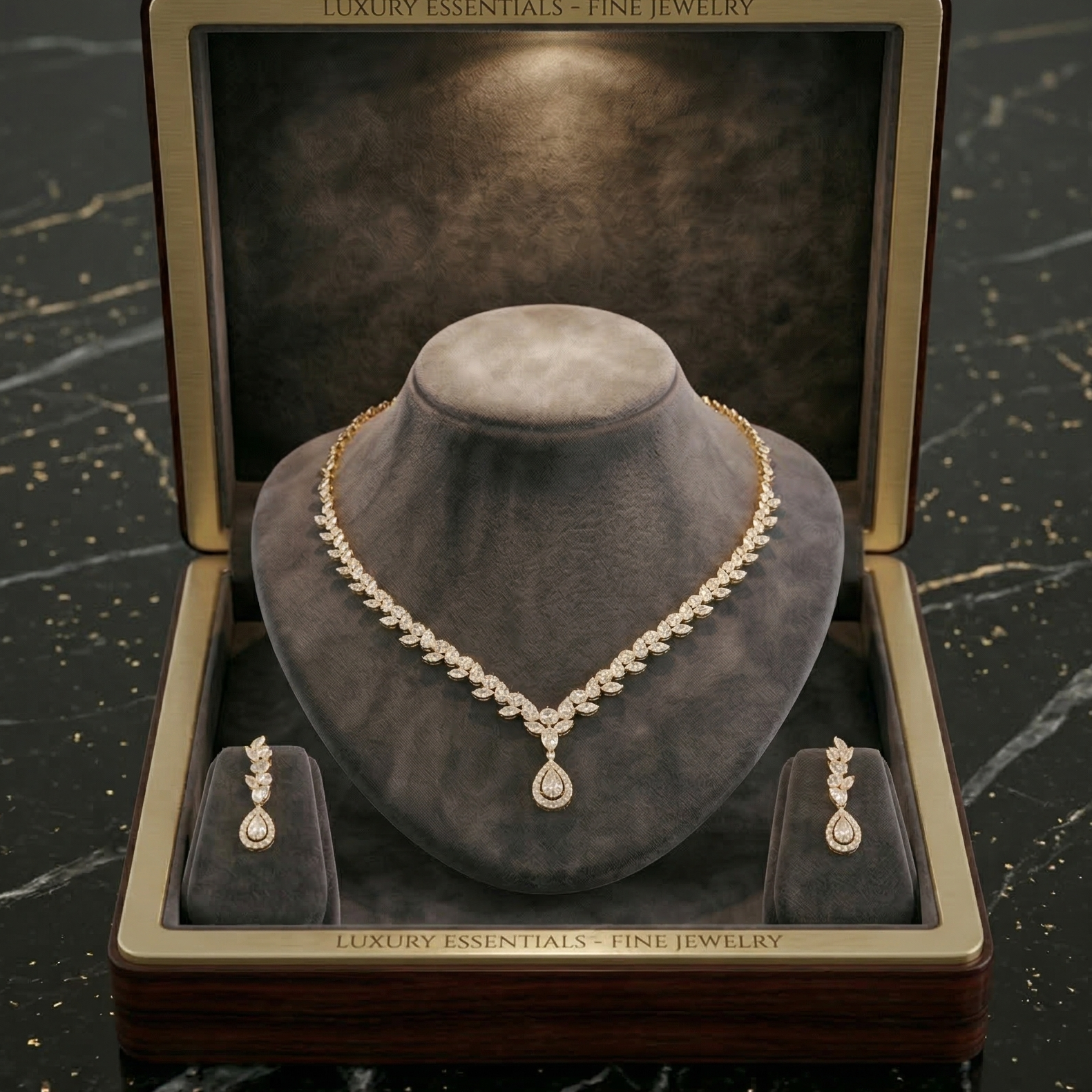 Royal Diamond Charm Necklace Set