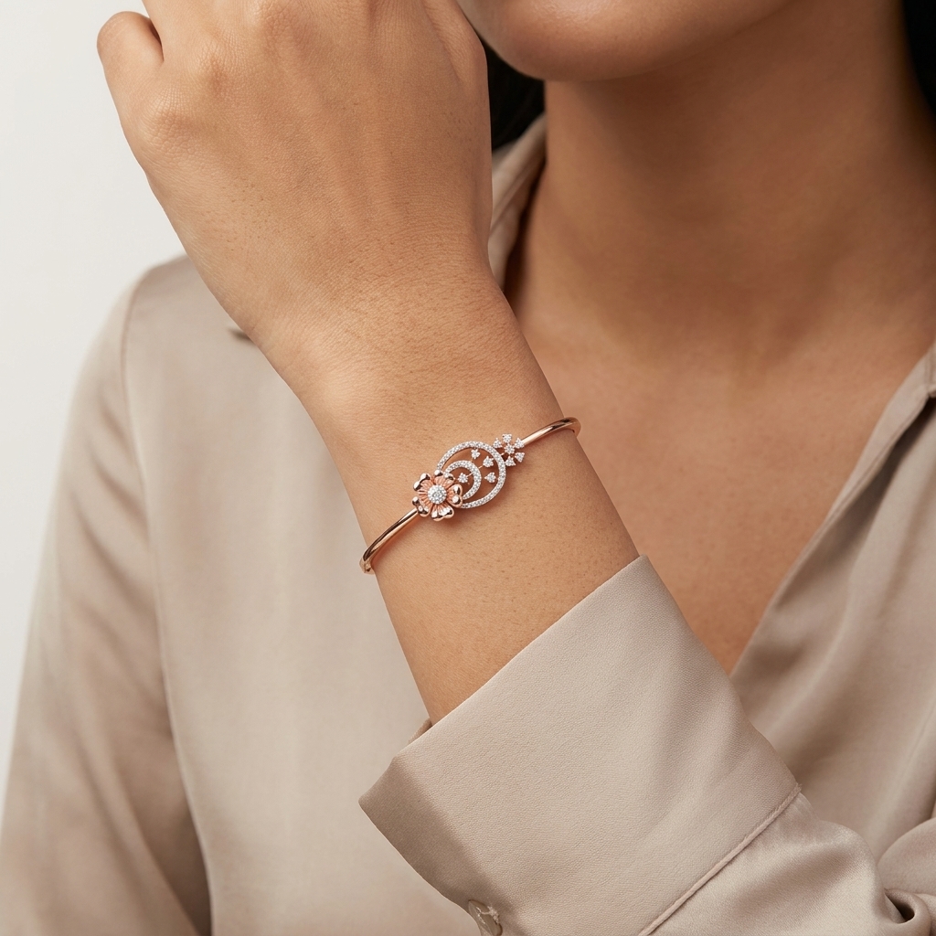Diamond Floral Charm Bracelet - 3