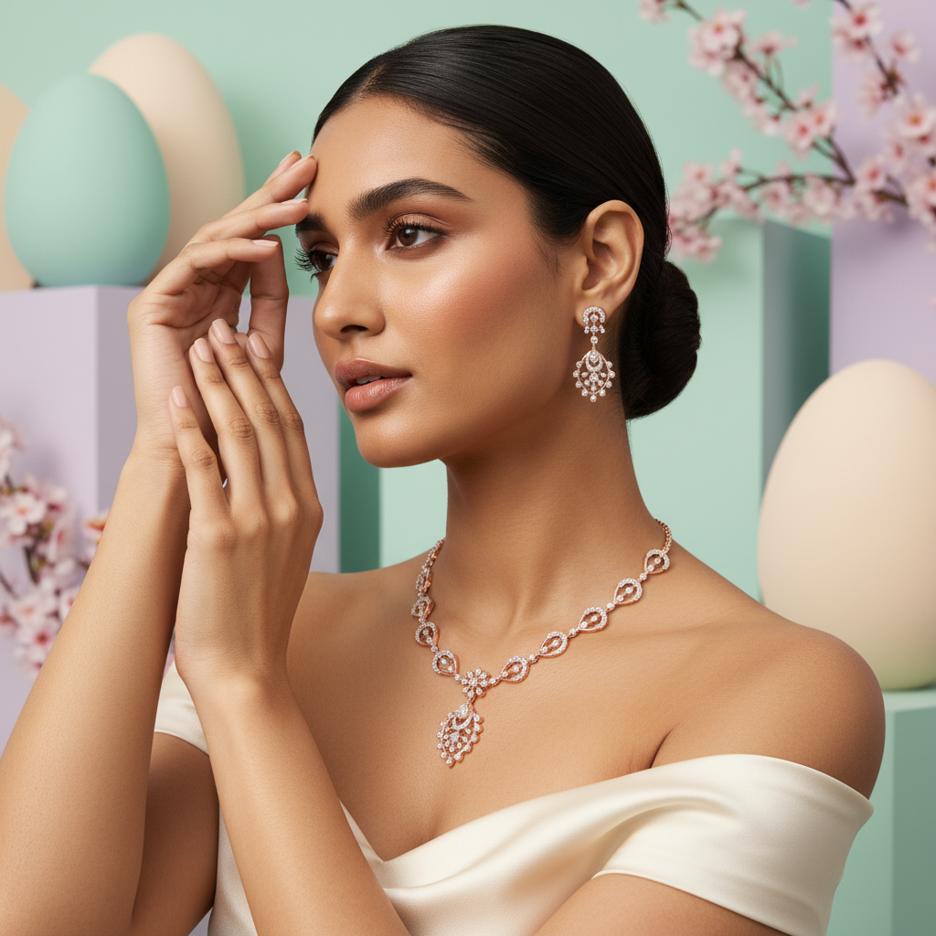 Sparkling Diamond Elegance Necklace Set - 3