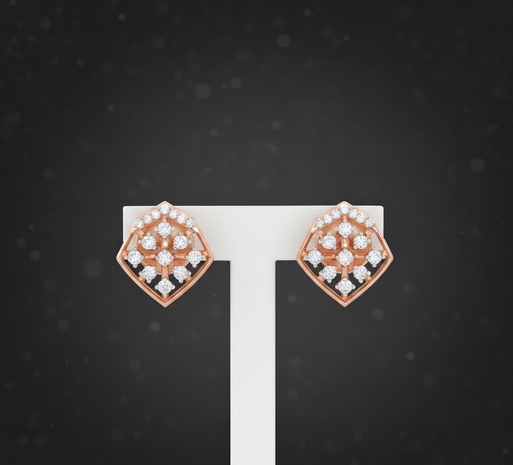 Polished Crystal Diamond Stud Earrings
