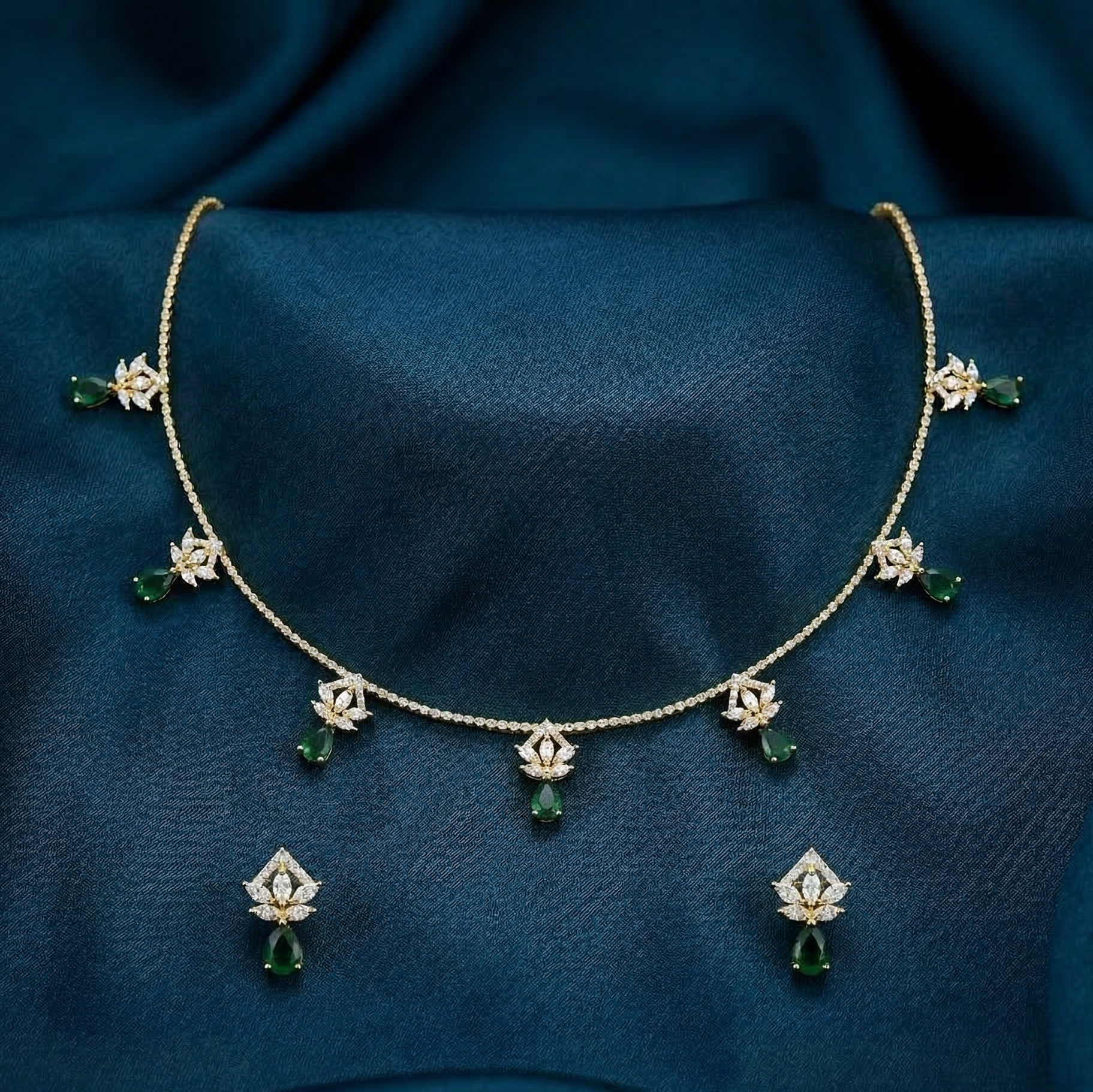 Luxury Diamond Charm Necklace Set