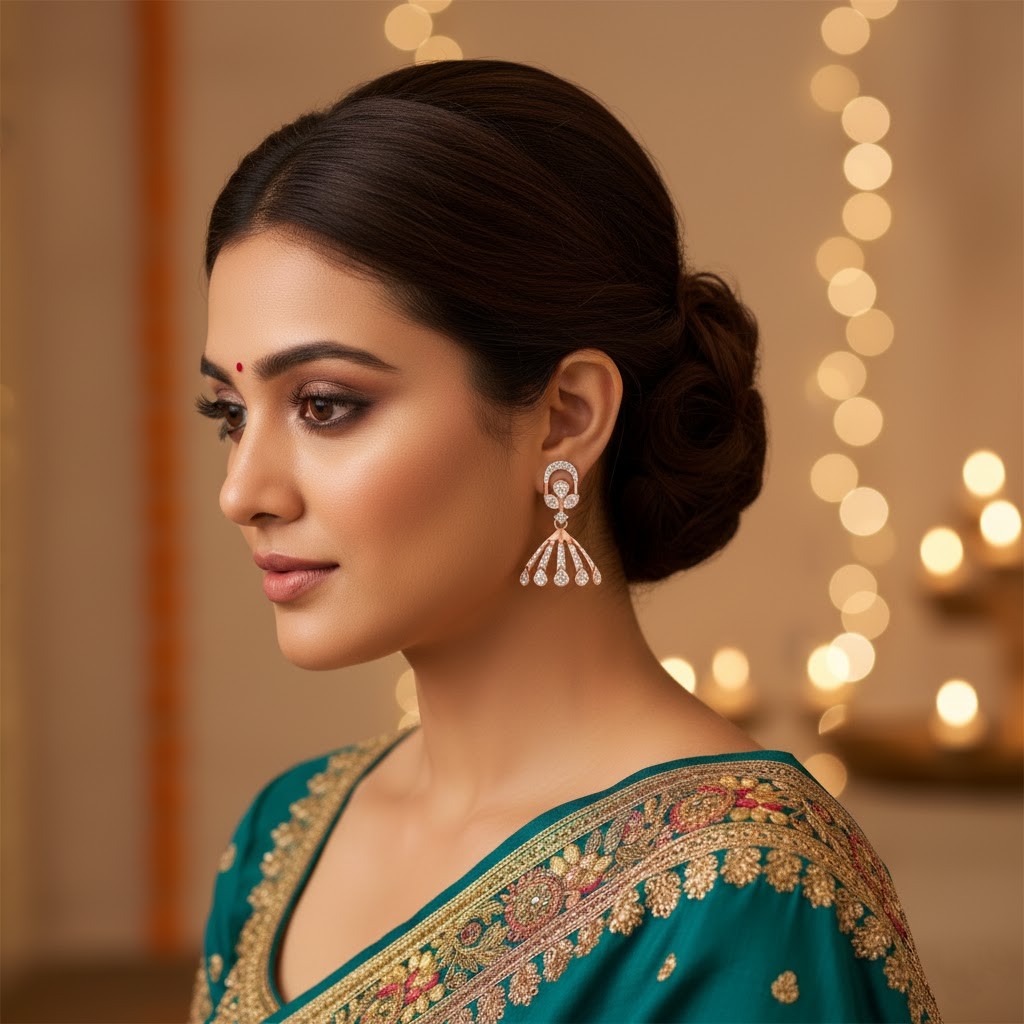 Premium Handcrafted Diamond Jhumki Earrings - 3