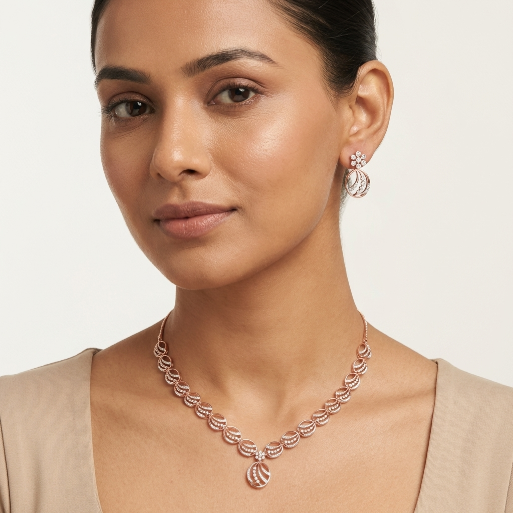 Sparkling Diamond Charm Necklace Set - 4