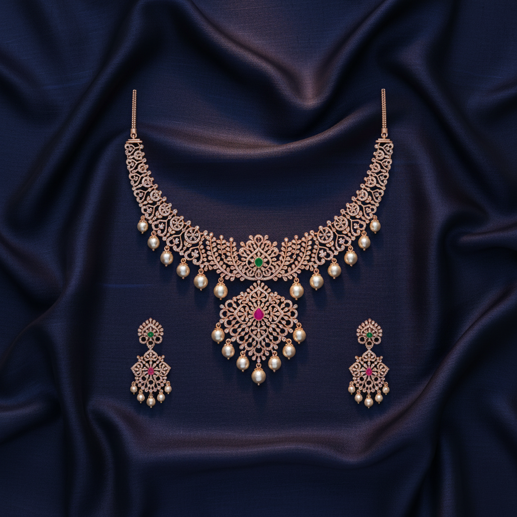 Glittering Diamond Elegance Necklace Set