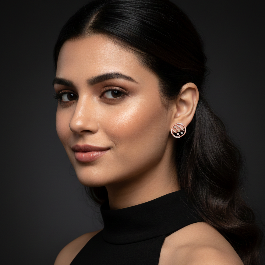 Smooth Curve Diamond Pendant Earrings
