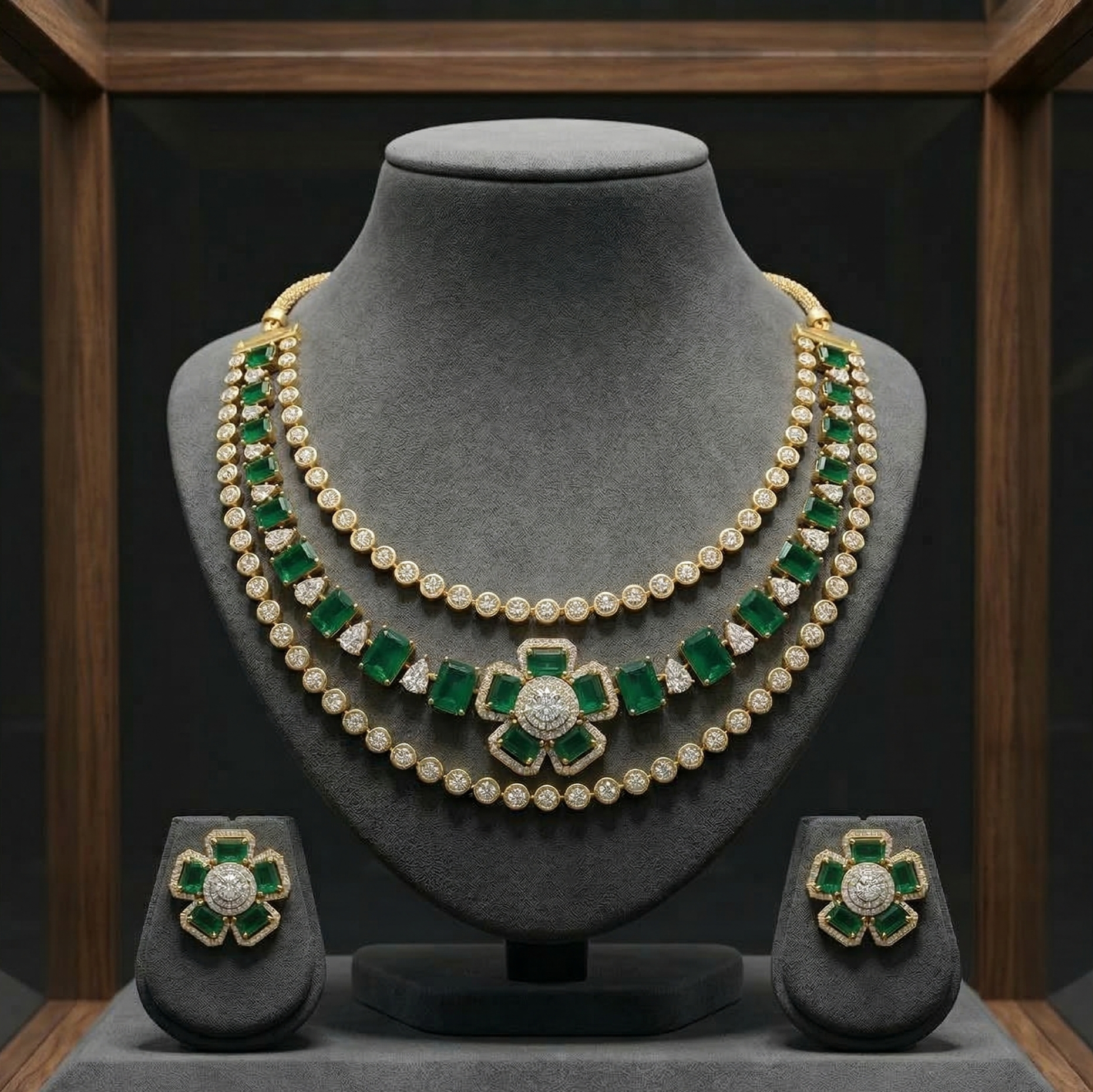 Elegant Diamond Radiance Necklace Set - 3