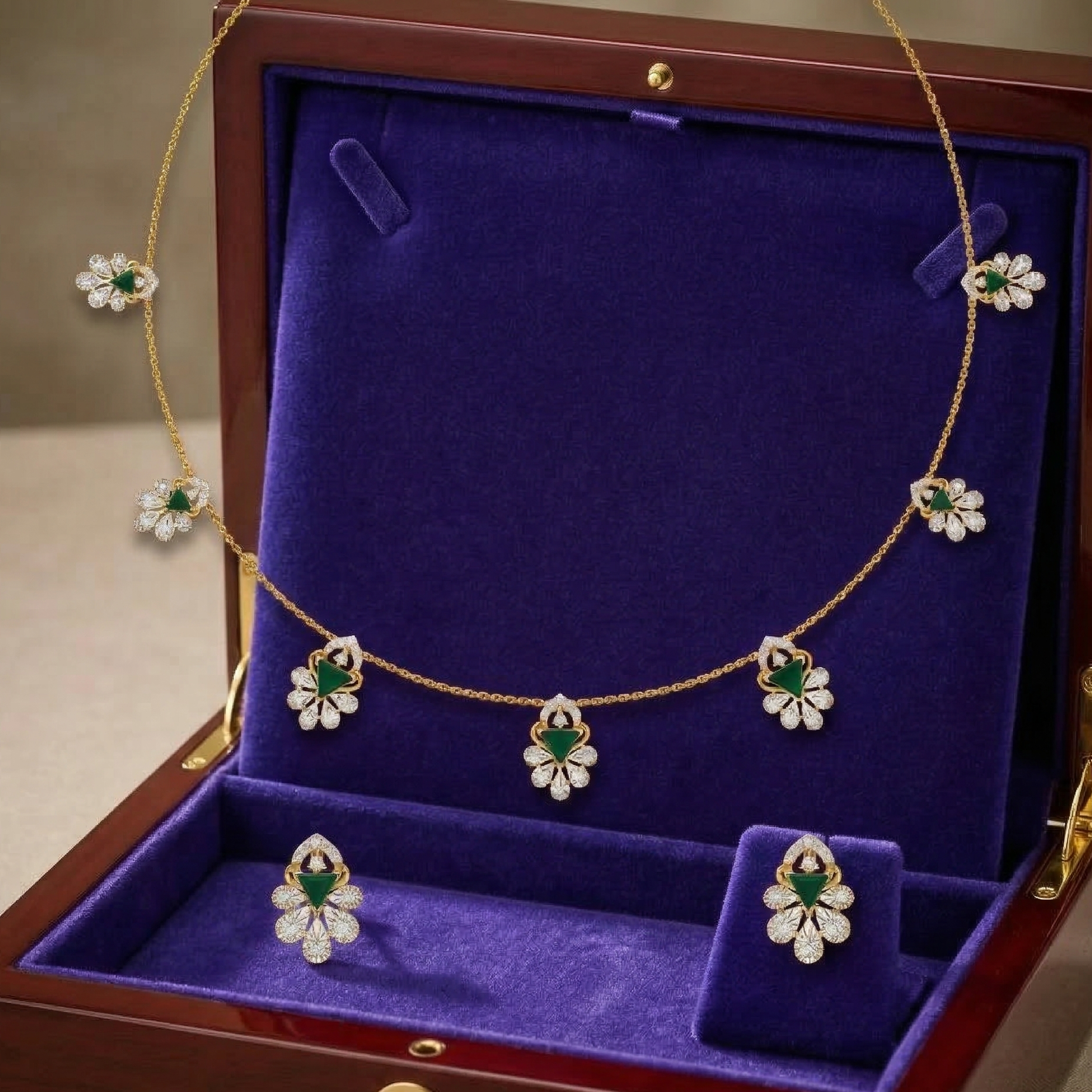 Elegant Diamond Charm Necklace Set