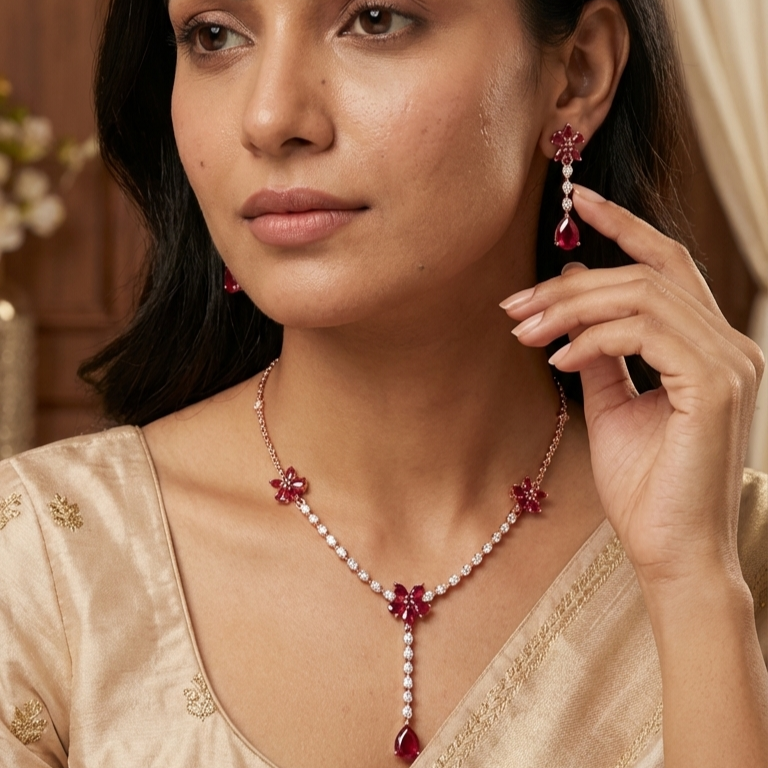 Modern Diamond Aura Necklace Set - 4
