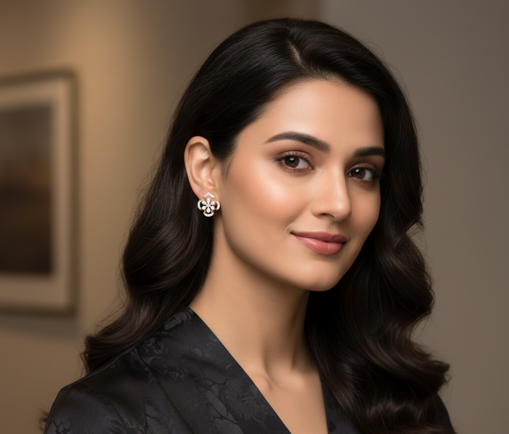 Contemporary Diamond Stud Earrings