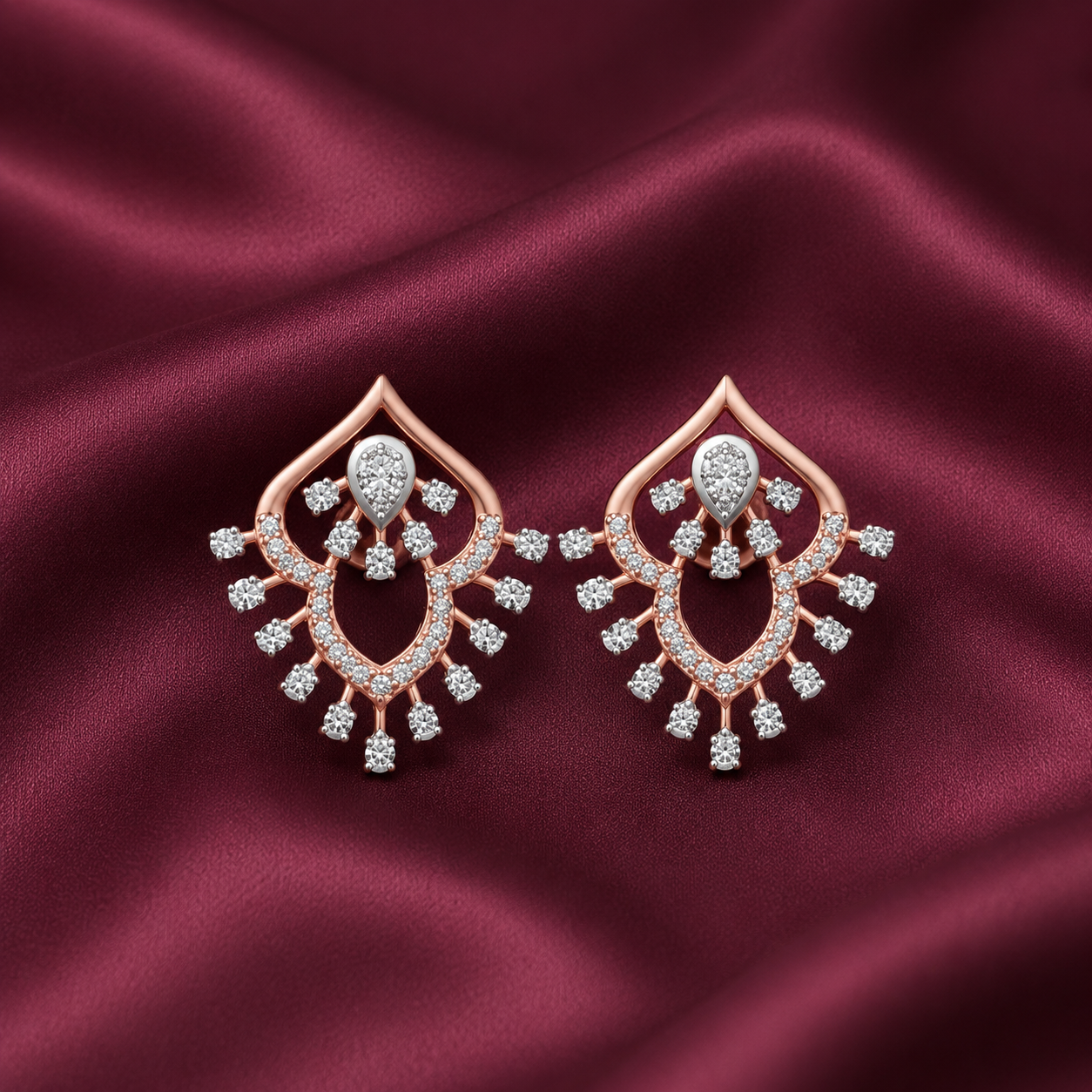 Elegant Round Diamond Stud Earrings