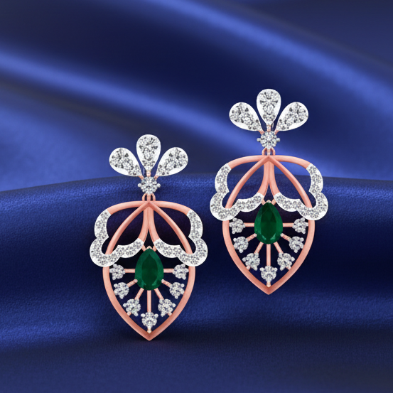 Contemporary Diamond Hanging Earrings
