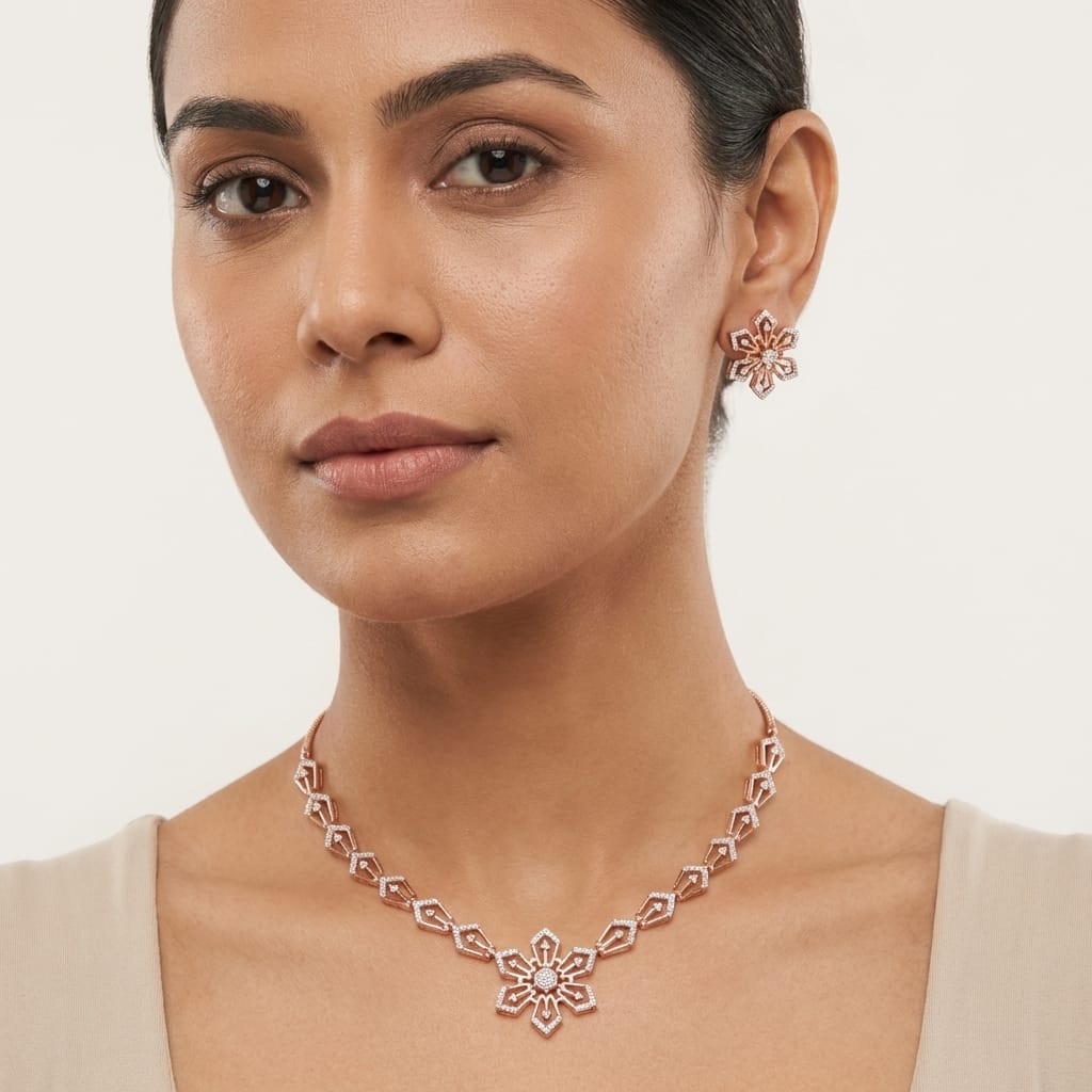 Ethereal Diamond Aura Necklace Set - 3