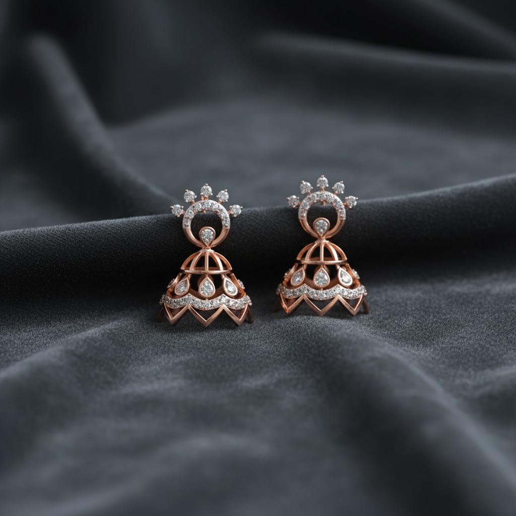 Stunning Crystal Diamond Jhumki Earrings