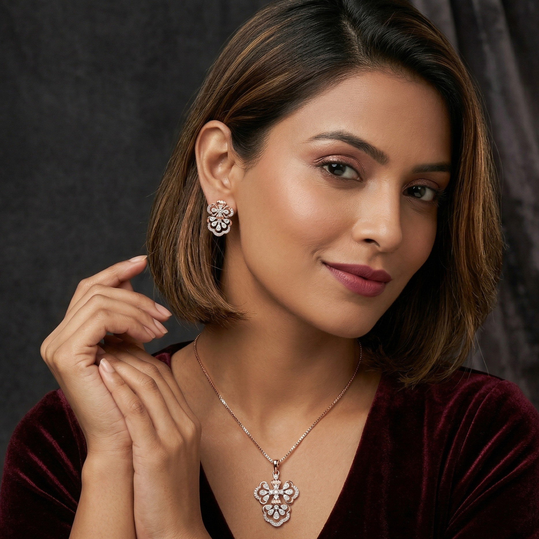Golden Touch Diamond Pendant Set