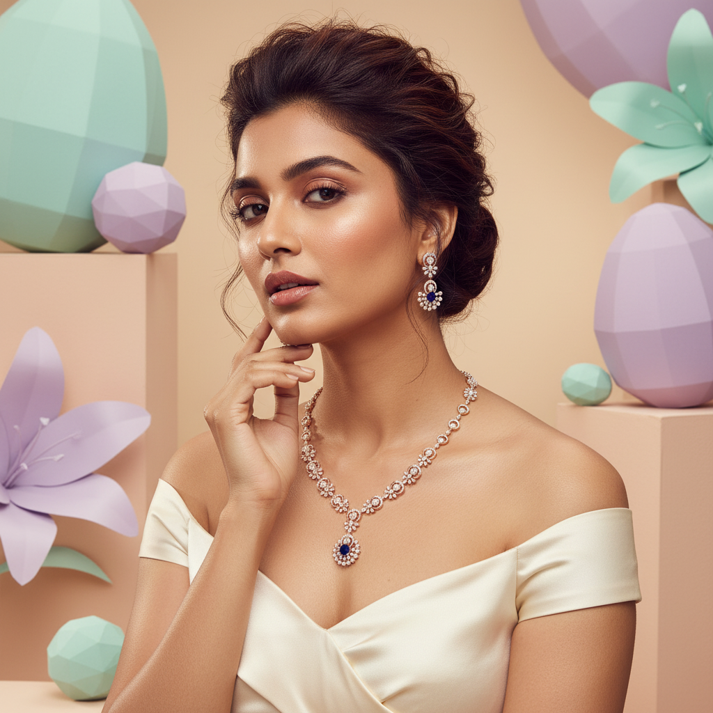 Divine Diamond Radiance Necklace Set - 3