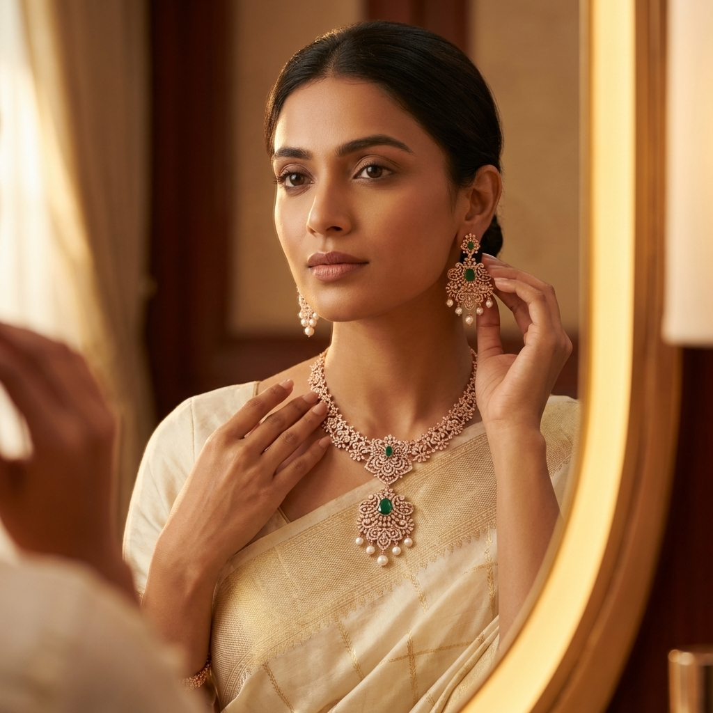 Glittering Diamond Shine Necklace Set - 3
