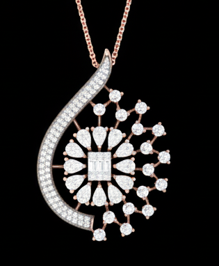 Exquisite Spiral Sunburst Diamond Pendant
