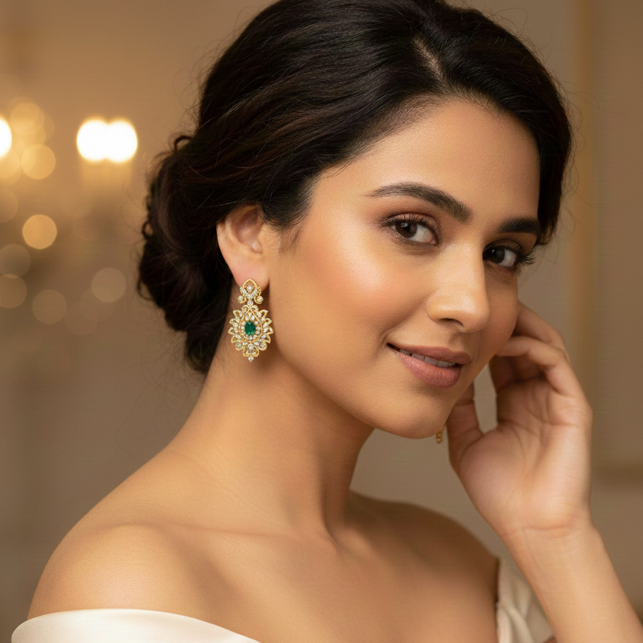 Trendy Diamond Dangle Earrings - 4