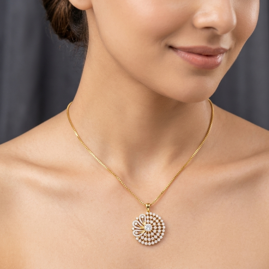 Diamond Crystal Petal Pendant