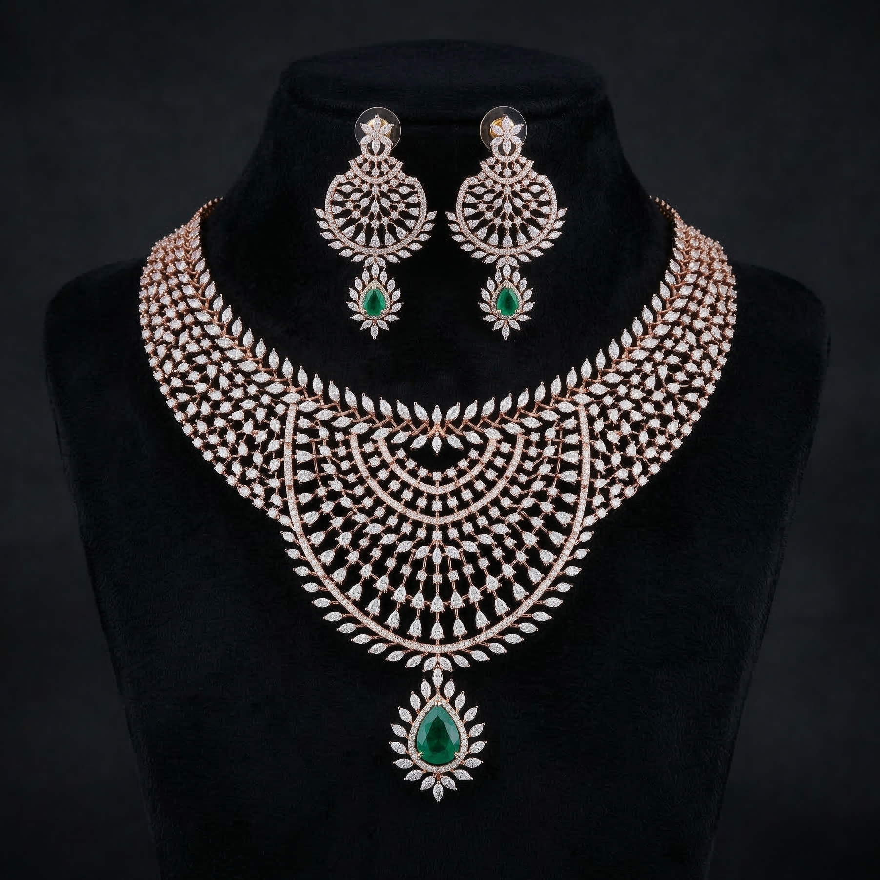 Shimmering Diamond Wedding Necklace Set