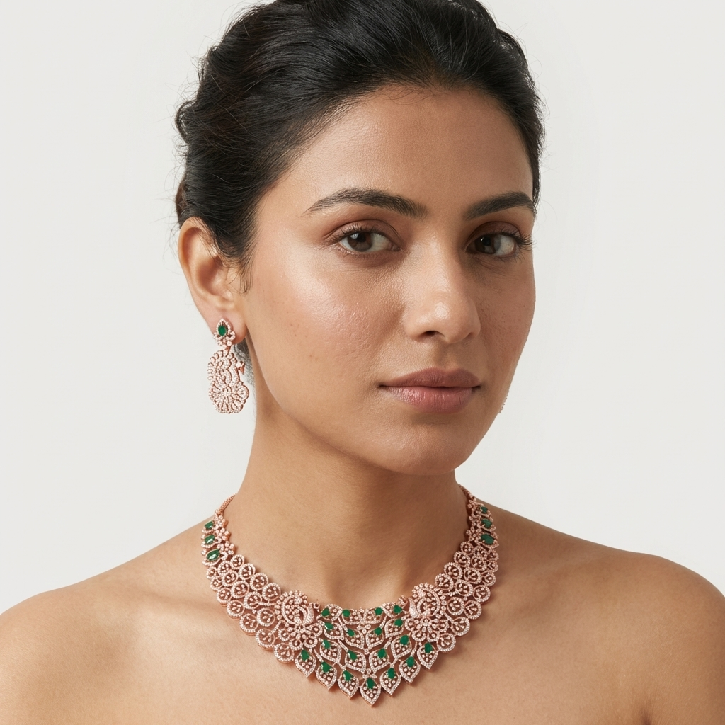 Classic Diamond Shine Necklace Set - 3