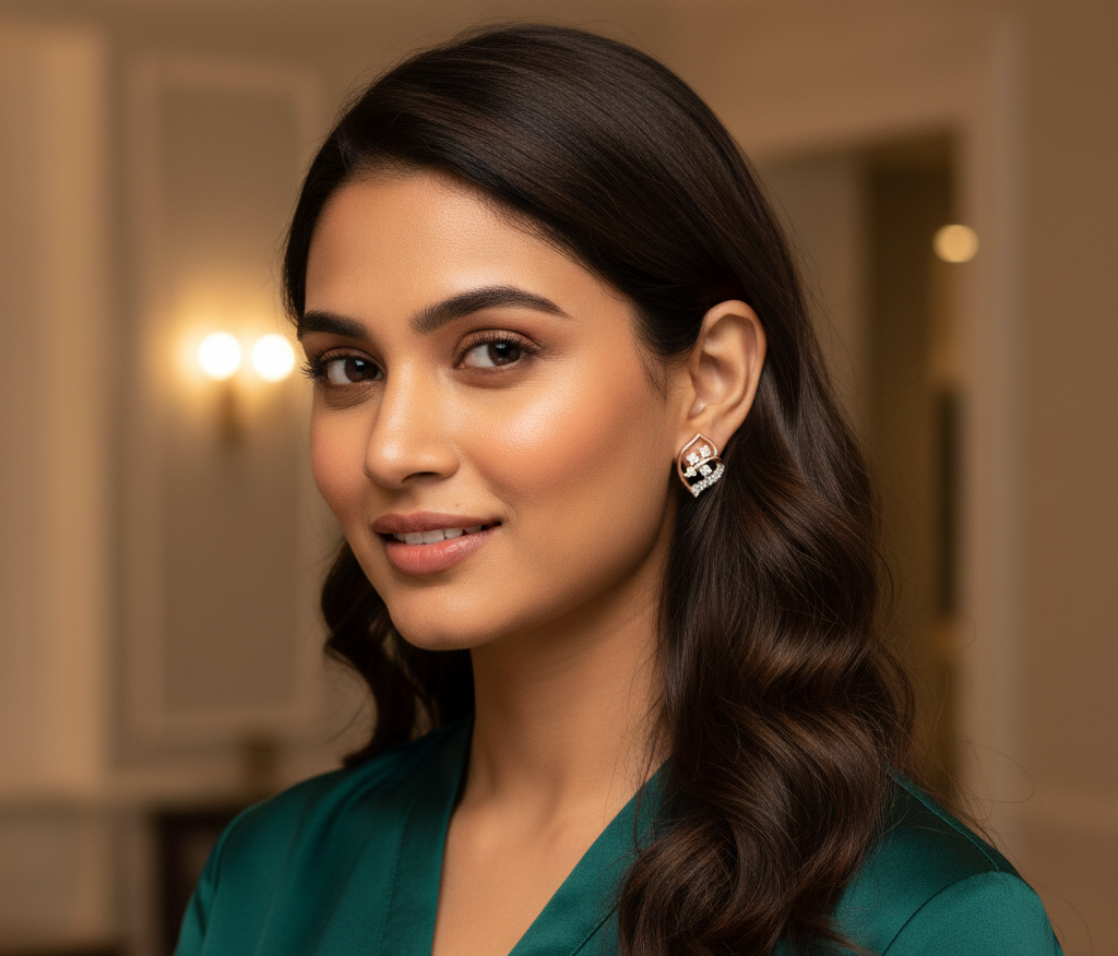 Sleek Cut Diamond Stud Earrings